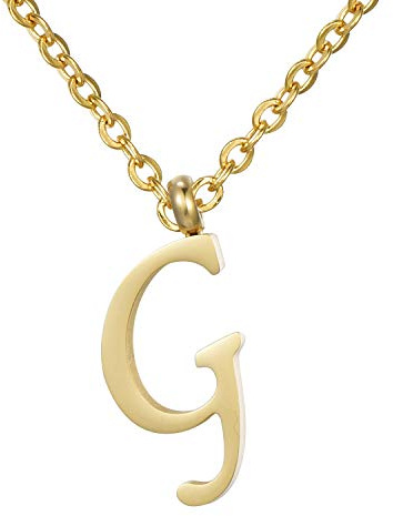 Morella Damen Halskette mit Buchstaben Anhänger Edelstahl Gold in Schmuckbeutel