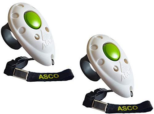 ASCO 2X Premium Clicker, Finger Clicker für Clickertraining, Hunde Katzen Pferde Profi Clicker, Hundetraining Klicker weiß AC05F, 2 Stück