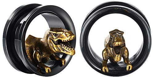 COOEAR Gauges Ears Plugs and Tunnels Black Screw Back Earrings Upgrade Piercing 1 Pair Gift Packing Stretchers 6mm to 25mm.