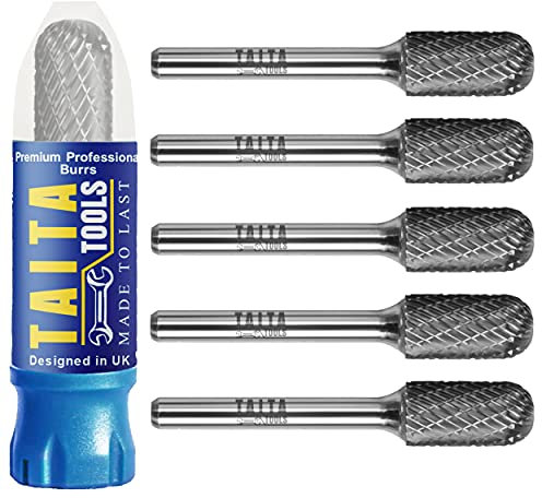 Carbide Burr 1/4 Shank, SC-5 Tungsten Double Cut Rotary Die Grinder Bits - Cutting Burrs for Milwaukee, Dewalt and Makita Die Grinder Accessories - Wood Carving Metal Working & Sturdy Storage Case