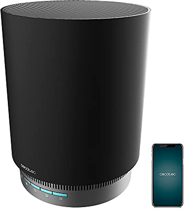 Cecotec Purificador de Aire Bajo Consumo TotalPure 1800 Style Pro Connected. Potencia 45 W, 130 CADR, 4 Etapas de filtrado, Control por Wi-Fi, Temporizador, Motor DC, Cobertura 40 m3