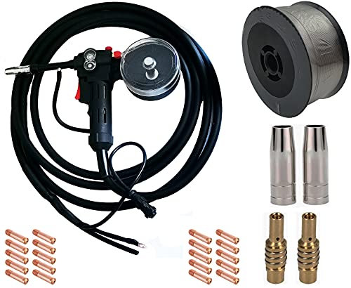 PreAsion 200 Amp Aluminium-Spule, MIG-Taschenlampe, Schweißpistole, 5 m, passend für Miller210 Spoolmate 3035 für Aluminium, Edelstahl, Eisen mit 1.0.5 kg 0.8 mm Schweißdraht, 20 Kontaktspitzen
