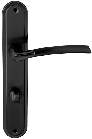 domino Türgriff 78 Drückergarnitur WC - Badezimmer Set Links & Rechts Türbeschlag für WC/Badezimmertüren L-Form Türbeschläge aus Aluminium Schwarz Türdrückergarnitur PRESTO BLACK