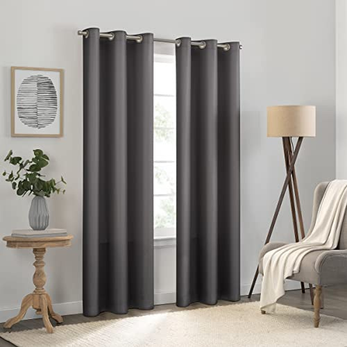 Eclipse Kendall Tenda per finestra oscurante a tinta unita, con occhielli, per camera da letto (1 pannello), 106,7 x 213,4 cm, antracite