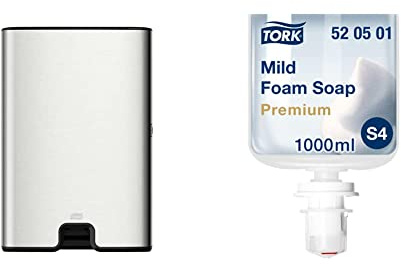 Tork Xpress Spender für Multifold Papierhandtücher 460004, Image Design - H2 & Tork milde Schaumseife - 520501 - Hautfreundliche Allzweckseife für S4 Spender-Systeme - Premium-Qualität, 1 x 1000 ml