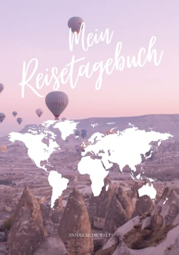MEIN REISETAGEBUCH - Entdecke die Welt: Reisetagebuch zum Ausfüllen | Reisejournal zum Selberschreiben | Mit Platz zum Einkleben deiner Polaroidfotos ... Din A5 | Cover 2 Heißluftballon lila