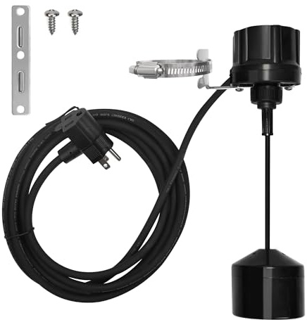 FLUENTPOWER Vertical Mechanical Float Switch, Universal Float Switch Replacement with 120V Piggyback Plug for Submersible Pump, Sewage/Effluent Pump, Sump Basin, with 10' Length Cord, Black