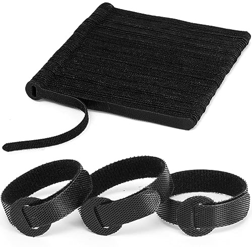 150PCS Reusable Fastener Straps - 6 Inch Cable Management Ties, Adjustable Hook & Loop Organizer Straps for Home, Office and Data Centers (Black)