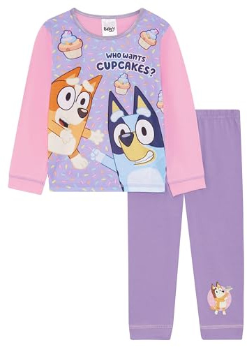 Bluey Girls Pyjamas Character Nightwear Set Who wants Cupcakes?, Multicoloured, Age 18 Months - 5 Years