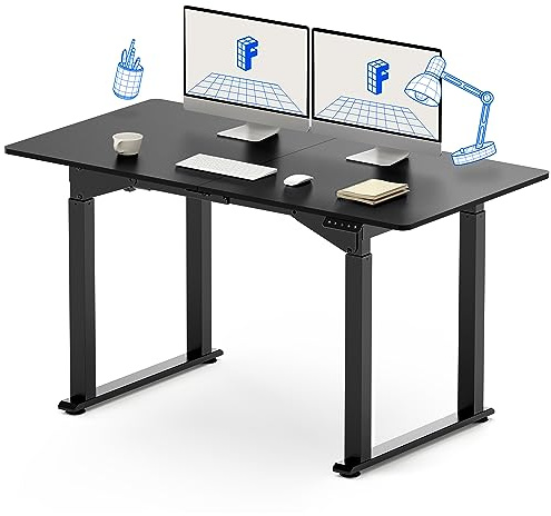 FLEXISPOT Electric Standing Desk 4 Legs Dual Motors, Height Adjustable Sit Stand Home Office Workstation with Memory Smart Panel, Splice Board, QS2 140 * 70cm Black