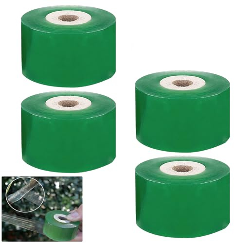 Veredelungsband, 4 Stück Transparent Pfropfband, 3cm Breit Fuß Pfropfen Dehnbare Band, Dehnbares Selbstklebendes und Transparent, Pfropfband für Garten, Baumschule, Baumsetzlinge, Blumen, (Grün)