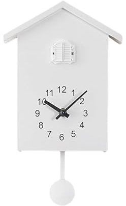 Kamanan Kuckucksuhr,Modern Pendeluhr Wanduhr mit Pendel, Moderne Schwarzwalduhr mit Nachtruhefunktion Vogelstimme (Weiß)