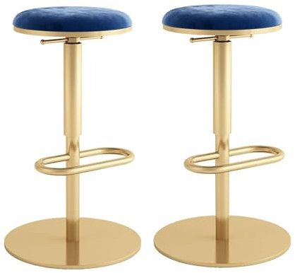 Barhocker 2er Set - Drehbar Stehhocker, Drehbare Barhocker Verstellbaren Barhockern Aus Samt Mit Hoher Rückenlehne, Gepolsterte Moderne Barhocker, Barhocker, Stühle Für Esszimmer/Hausbar/Küche ( Color