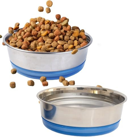 Fuzzl Premium Stainless Steel Dog Bowl 17cm - Pack of 2 - Tough Ultra Clean Stainless Steel Non-Toxic Dog Bowls - Versatile Dog Water Bowl for Hydration, Feeding