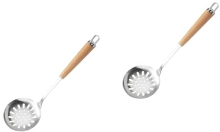 Cabilock 2 Piezas 304 cucharón ranurado cuchara ranurada pequeña espumadera cuchara ranurada colador cucharón de cocina de cocina de acero inoxidable pala cuchara