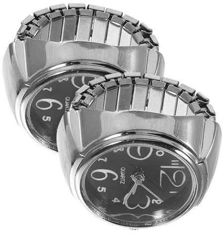 SAFIGLE 2stücke Kreative Mini Fingeruhren Als Accessoires Für Damen Und Herren Mit Stilvollem Design Und Optimaler Lesbarkeit Der Uhrzeit Als Geschenk Schwarz