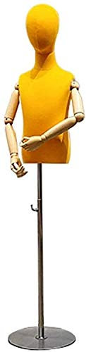CRBUDY Schneiderpuppe männlich, zum Nähen von Puppen, Schaufensterpuppen, Schneiderbüste für Kinder, Abnehmbarer Kopf, Arm aus Massivholz, für Fenster, Kinderkleidungsmodell (gelbes X)