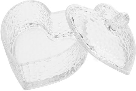 CORHAD Bocal Verre Transparent Forme De Cœur avec Couvercle Boîte De Rangement pour Bijoux Et Bonbons Pot Décoratif pour Biscuits Et Petits Objets Organiseur Polyvalent pour Coiffeuse