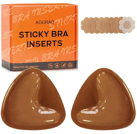AGGRAD Double-Sided Sticky Push Up Bra Inserts Reusable Self Adhesive Bra Pads Bikini Padding Inserts - Sticky on Bra Pads Cups for Swimsuits Bikini