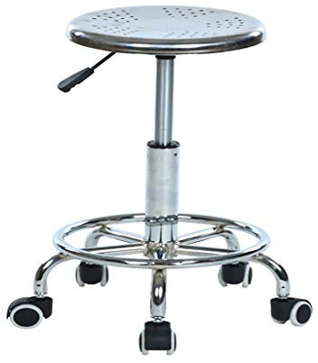 BDTTUG Hocker auf Rädern Edelstahlhocker, Arbeitsstuhl, Arbeitshocker, Hohlstuhl 5 Drehungen Friseurlabor Produktion Werkstatt Stuhllift 50-60 cm (Farbe: True Color) Hello