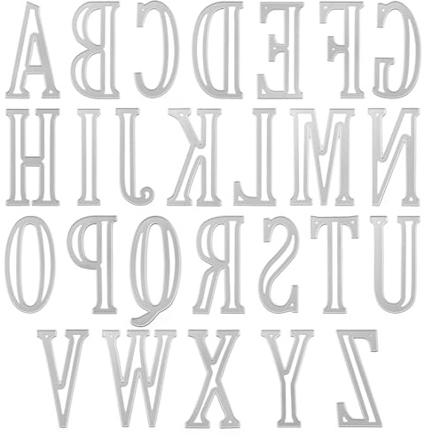 OTCRAFT Stanzformen für Kartenherstellung, 26 Alphabet-Buchstaben, Metall-Stanzformen, Prägeschablone für Bastelarbeiten, Scrapbooking, Fotoalbum-Dekoration (Höhe ca. 10 cm)