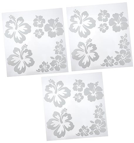 PLAFOPE 3 Sätze Hibiskus Blumen Autoaufkleber Pet Material Dekorativ Aufkleber Für Auto Fenster Eleganter Schmuck Blume