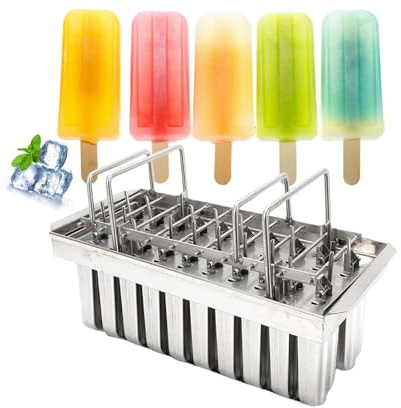 20 Pcs Stainless Steel Ice Pop Molds, Ice Pop Molds with Sticks Holder Quick Release Ice Cream Moulds 85g/0.19 lbs Capacity for Home Ice Drink Shops