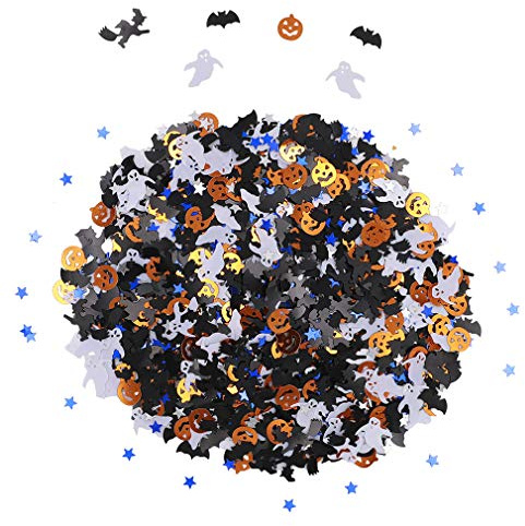45 Gramm Konfetti für Halloween-Partys, Glitzer, Kürbisse, Fledermäuse, Hexen, Geister, Sterne, metallische Pailletten, Tischstreuer für Halloween-Party-Dekorationen