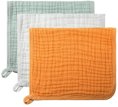 FENQURO 3 PCS moltontücher baby, mulltücher, mulltücher baby, Bearmoss Moltontücher Baby 100% Baumwolle Weiche Spucktücher Baby,Saugstark Mulltücher 6er Pack 50x25 cm für Jungen Mädchen