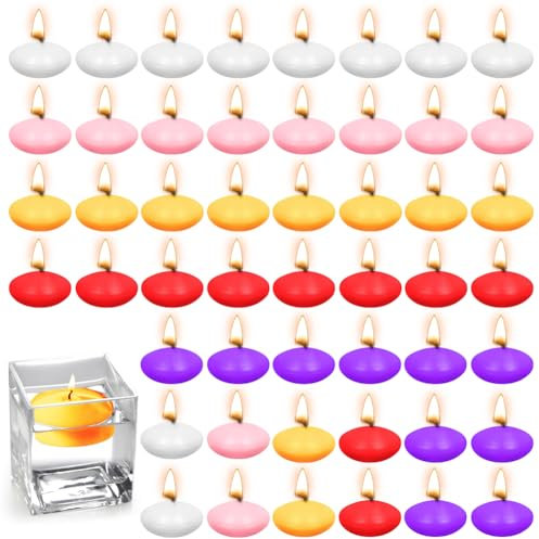 50 velas flotantes, velas flotantes de colores, velas flotantes sin perfumar, velas de agua para bodas, fiestas, bañeras, decoración del día de San Valentín, piscinas, spas (blanco + rojo + rosa +