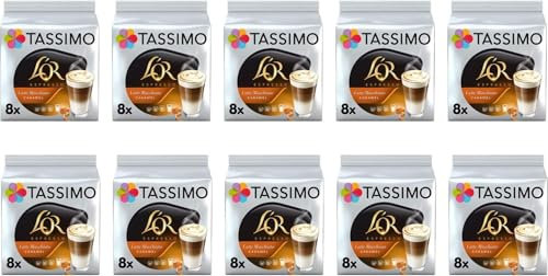 Tassimo L'OR Latte Macchiato Caramel x8 Coffee Pods (Pack of 10, Total 80 Drinks)