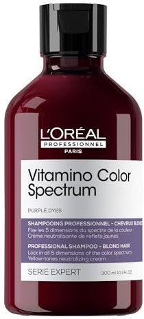 L'Oréal Professionnel Shampoo per Capelli Biondi Decolorati, con Pigmenti Viola, Riflessi Gialli Neutralizzati, Capelli Nutriti e Colore Protetto, Vitamino Color Spectrum, 300ml
