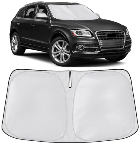 SONRUIJIE Parasol Coche,Parasol Coche Delantero para Audi Q5 2010-2025,Protección Solar UV para Automóvil Y Protección contra El Calor Solar,Accesorios para Automóvil En Verano,Plegable