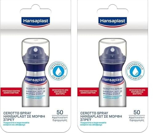 Hansaplast Cerotto Spray Protezione Trasparente, Cerotti impermeabili spray facili da applicare ad azione rapida contro i batteri, 1 Confezione 32.5ml per 50 applicazioni (Confezione da 2)