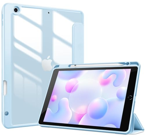 ProCase Funda para iPad 9./8./7. Generación 10,2 pulgadas 2021 2020 2019, Funda Protectora Ultradelgada con Ranura para Lápiz iPad 9/8/7 - Cielo Azul