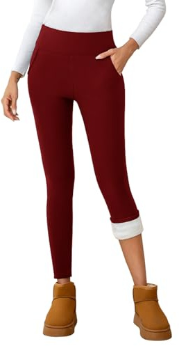 EDOTON Leggings da Donna a Vita Alta Caldi Pantaloni Invernali con Tasche Fodera in Pile per Sport e Yoga