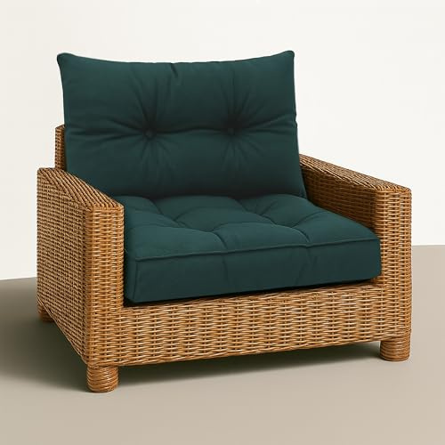 Amazinggirl Cojín Lounge Muebles Jardín - Cojín de Asiento 60x60 cm Respaldo Rattan Ideal para balcón terraza salón Exterior Confort Acolchado Grueso Duradero Verde