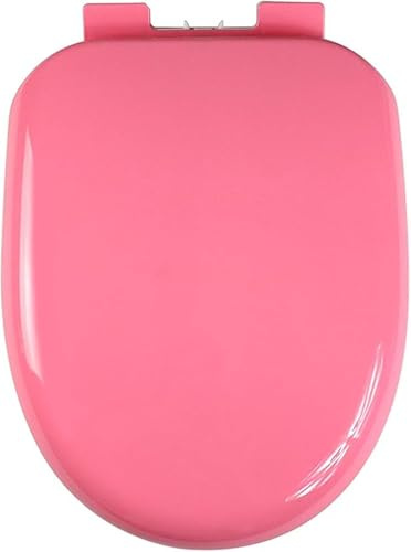 Color Elongated Toilet Seat,O/U/V Shape Large Toilet Lid Quiet Soft Close Safe PP Material Loo Seat Cover with Lid, Easy to Install and Clean (U-Shape,Pink)