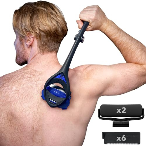 BakBlade 3.0 Stealth Back Shaver All-in-1-Pflegeset – 23-Zoll-Griff – Inklusive Lotion-Applikator und 3 zusätzlichen Klingen-Nachfüllpackungen – Schmerzfreie Rasur für Männer