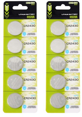 Wayfadacc Pack Of 10pc/5pc CR2430 3V Lithium Button Cell Batteries CR2430 Batteries For Watches Electronics With Long Power Life
