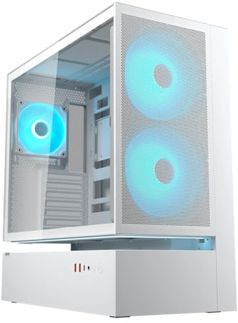 Cougar CFV235 Boîtier MidTower Mesh, processeur Graphique 400 mm, Ventilateur ARGB PWM 160 mm x 2, Panneau Avant 3 en 1, accès au Flux d'air 270°, Filtre à poussière, Double Filtration magnétique