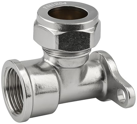 Westco 15mm x 1/2 Brass Compression Wall Plate Elbow Bright Chrome Finish