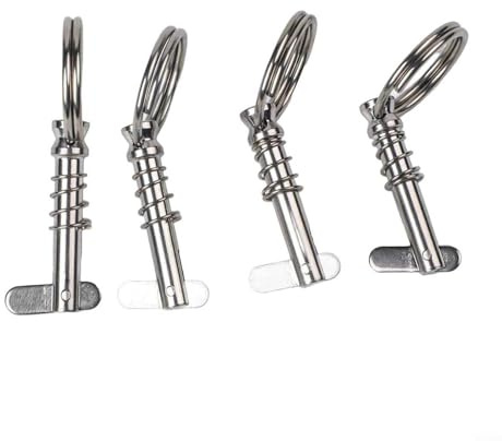 LatoYard Pasadores de resorte de liberación rápida de acero inoxidable con anillos de tracción para toldo de barco y aplicaciones marinas, 4 piezas