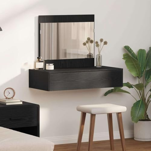 Mokuyary Tavolo da toilette nero, 83 x 40 x 70 cm, in legno di ingegneria, tavolino da toeletta, trucco per camera da letto -B