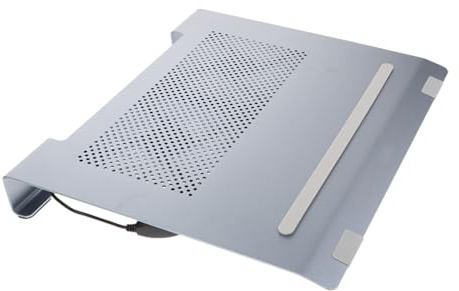 Ipetboom Aluminum Alloy Laptop Cooling Pad Stand with LED Fans for Notebooks to 17.3 Inch, Ventilated Gaming Cooler Base in Grey, Ergonomic Height Riser for Desk and Lap Use