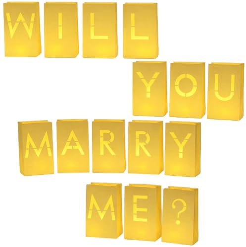 10 sacchetti di carta per decorazioni per proposte, sacchetti luminari con lettere scavate, sacchetti luminosi con scritta Will You Marry Me, per San Valentino, romantiche lanterne di confessione