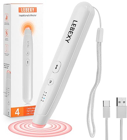 LEBEXY Guérisseur de piqûres d'insectes électrique | Guérisseur de piqûres d'insectes | Stylo chauffant anti-démangeaisons de moustiques | Stylo chauffant contre les piqûres de moustiques