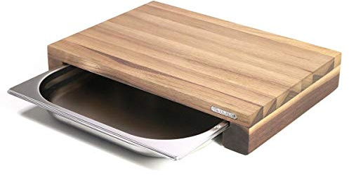 440s CONTINENTA Schneidebrett mit Edelstahlschublade, Walnuss, ca. 39 x 27 x 6 cm | CON-04210000 | 4017167421001