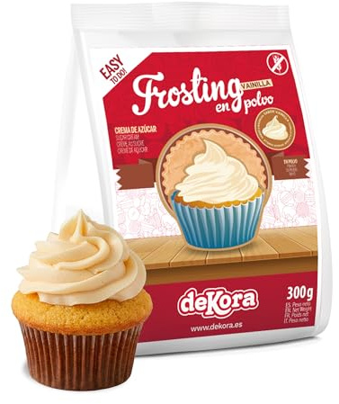 dekora Préparation en poudre pour crème à la vanille (Frosting, Style crème au beurre) 300 g pour Décorer, Garnir et Donner du Volume à vos Gâteaux, Cupcakes et Biscuits