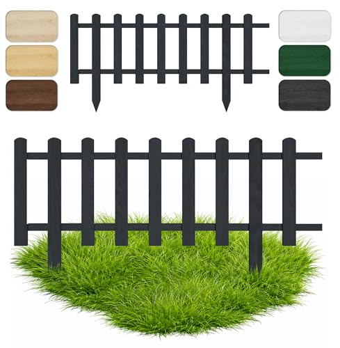 Floranica Beeteinfassung Steckzaun Zierzaun 30 cm x 100 cm Anthrazit Gartenzaun aus Holz Dekozaun Lattenzaun Rasenkante imprägniert Umzäunung für Garten Wege Beeten
